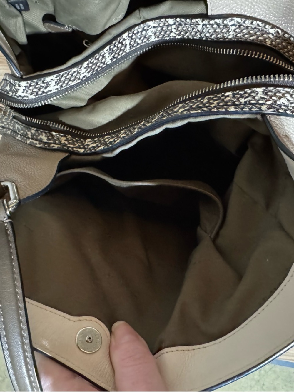 Coach Pebbled Leather Shoulder Bag in Taupe with Dark Trim - Picture 5 of 11
